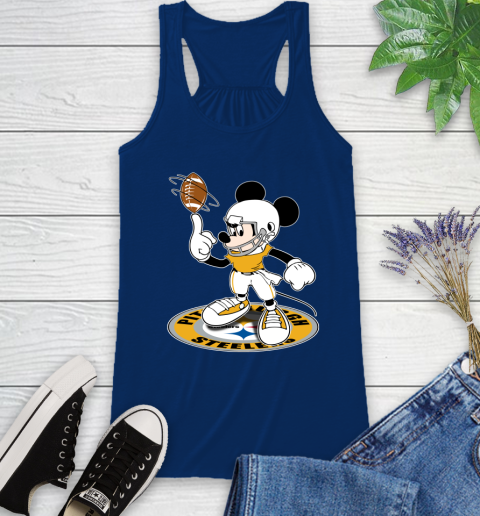 NFL Football Pittsburgh Steelers Cheerful Mickey Disney Shirt Racerback Tank 8