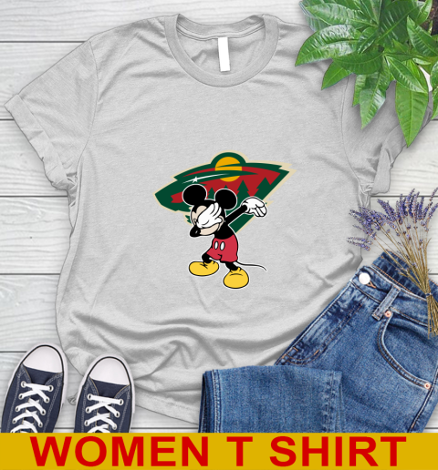 Minnesota Wild NHL Hockey Dabbing Mickey Disney Sports Women's T-Shirt