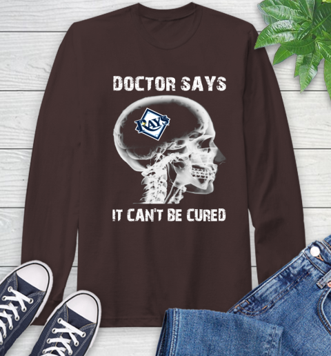 MLB Tampa Bay Rays Baseball Skull It Can't Be Cured Shirt Long Sleeve T-Shirt 8