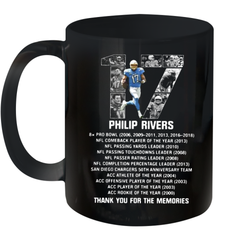 17 Philip Rivers Thank You For The Memories Ceramic Mug 11oz