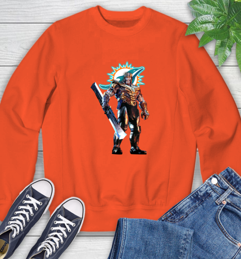 NFL Thanos Gauntlet Avengers Endgame Football Miami Dolphins Sweatshirt 4