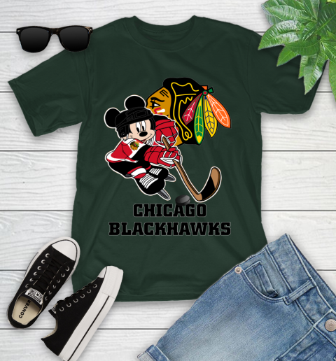 NHL Chicago Blackhawks Mickey Mouse Disney Hockey T Shirt Youth T-Shirt 5