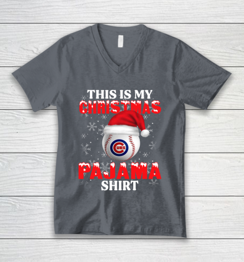 Chicago Cubs This Is My Christmas Pajama Shirt MLB V-Neck T-Shirt 4