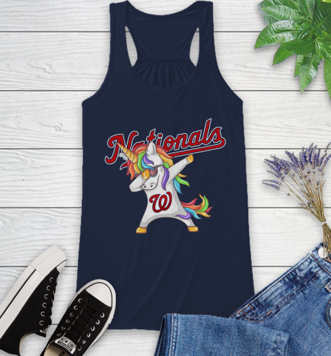 Washington Nationals MLB Baseball Funny Unicorn Dabbing Sports Racerback Tank 12
