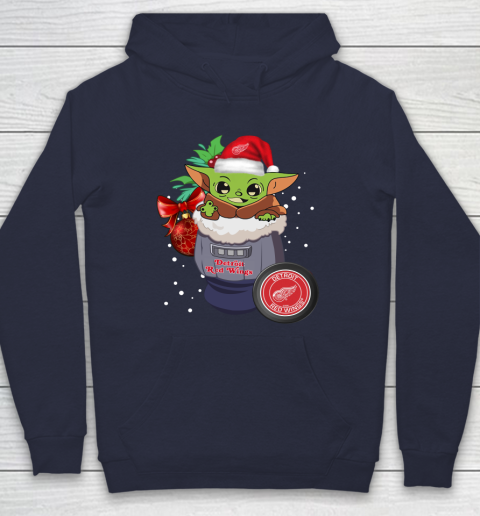 Detroit Red Wings Christmas Baby Yoda Star Wars Funny Happy NHL Hoodie 4
