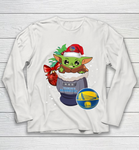 Golden State Warriors Christmas Baby Yoda Star Wars Funny Happy NBA Youth Long Sleeve 11