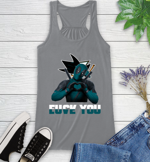 NHL San Jose Sharks Deadpool Love You Fuck You Hockey Sports Racerback Tank 4