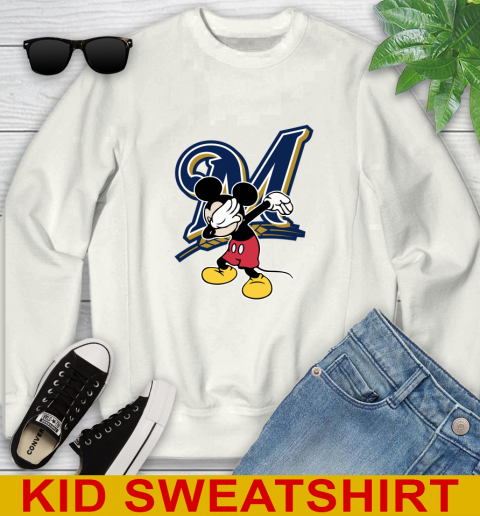 Milwaukee Brewers MLB Baseball Dabbing Mickey Disney Sports Youth Sweatshirt