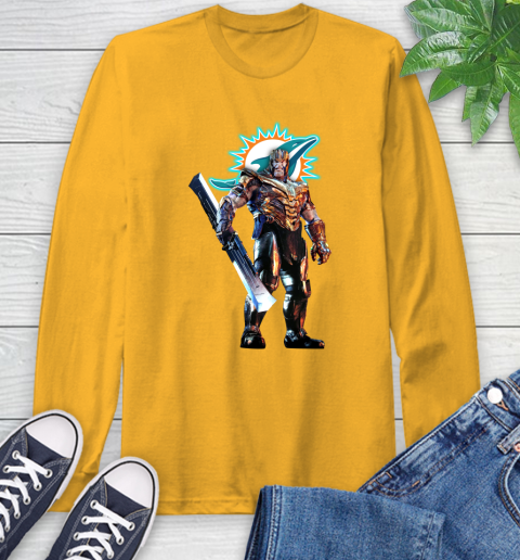 NFL Thanos Gauntlet Avengers Endgame Football Miami Dolphins Long Sleeve T-Shirt 3