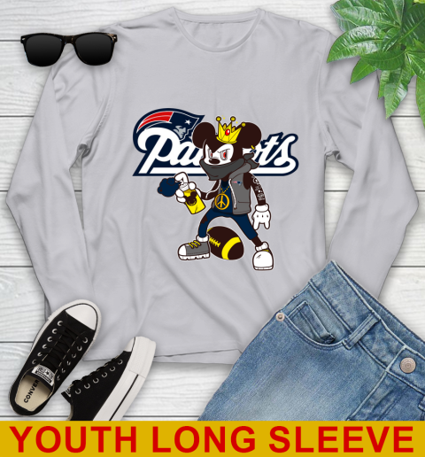 New England Patriots NFL Football Mickey Peace Sign Sports Youth Long Sleeve 6