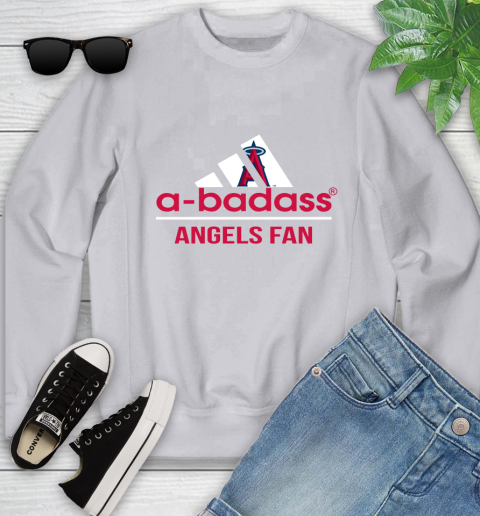 MLB A Badass Los Angeles Angels Fan Adidas Baseball Sports Youth Sweatshirt 3