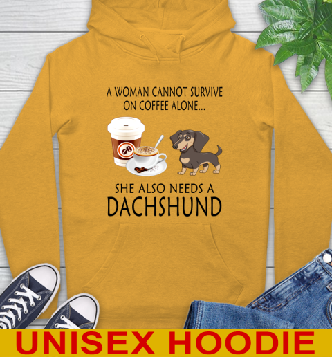 Women cannot survive on coffee alone she also need a DACHSHUND tshirt 14