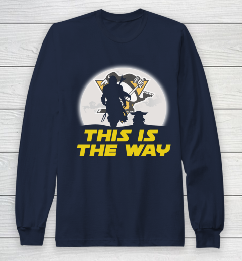 Pittsburgh Penguins NHL Ice Hockey Star Wars Yoda And Mandalorian This Is The Way Long Sleeve T-Shirt 2