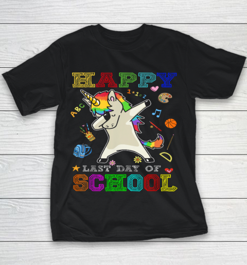 Happy Last Day Of School Shirt Unicorn Dabbing Youth T-Shirt