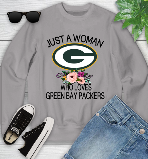 NFL Just A Woman Who Loves Green Bay Packers Football Sports Youth Sweatshirt 2