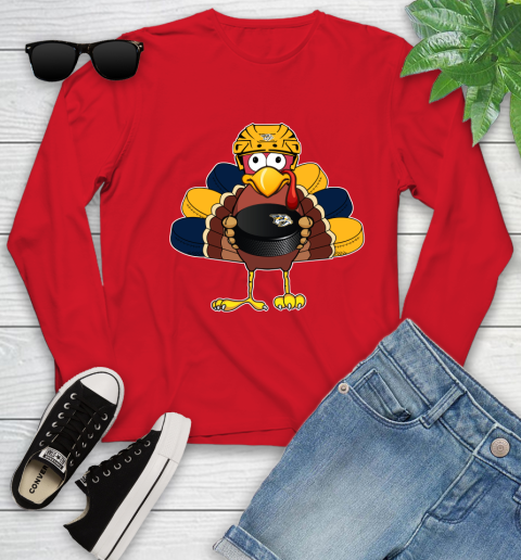 Nashville Predators Turkey Thanksgiving Day Youth Long Sleeve 11