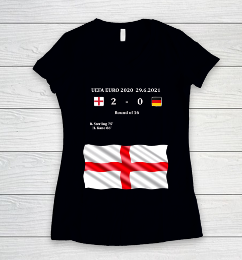 England Beat Germany 2  0 Uefa euro 2020 Round of 16 Women's V-Neck T-Shirt