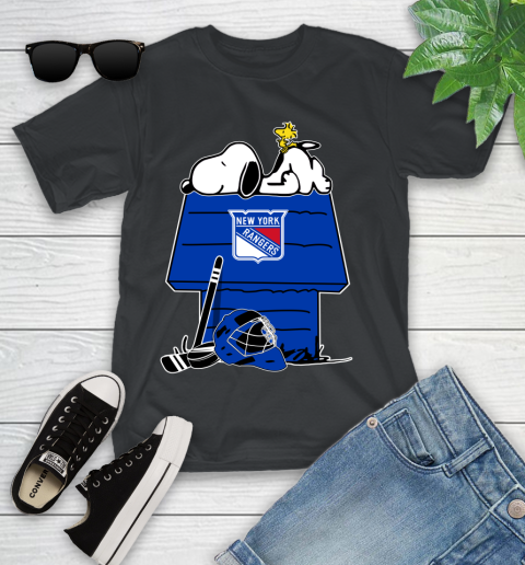 New York Rangers NHL Hockey Snoopy Woodstock The Peanuts Movie Youth T-Shirt 2