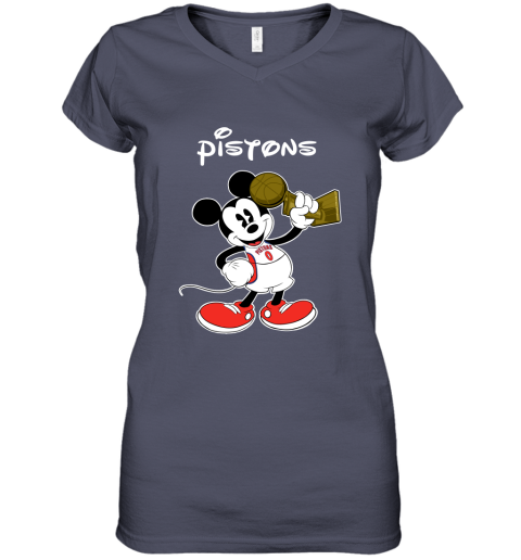 Mickey Detroit Pistons Women's V-Neck T-Shirt