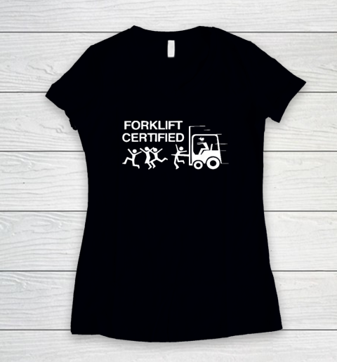 Forklift Operator Forklift Certified Retro Vintage Funny Women's V-Neck T-Shirt