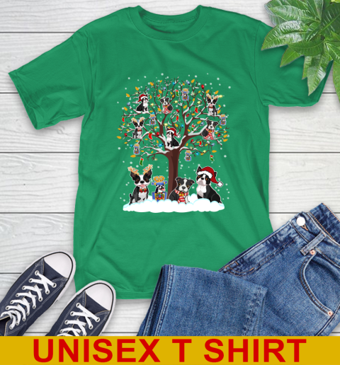 Boston terrier dog pet lover light christmas tree shirt 7