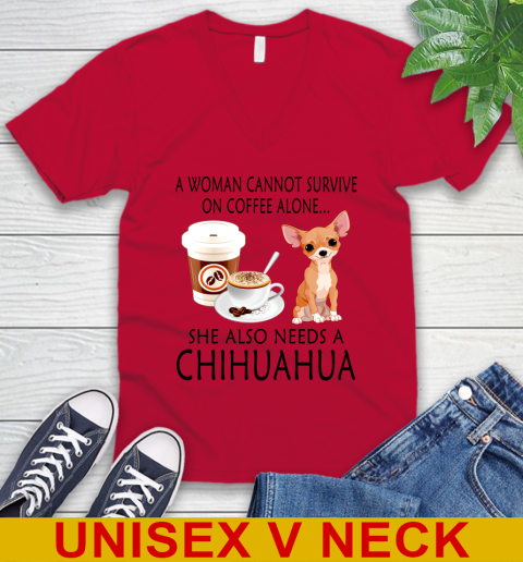 Women cannot survive on coffee alone she also need a cHIHUAHUA tshirt 46