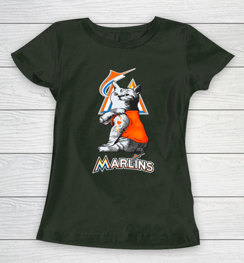 MLB Baseball My Cat Loves Miami Marlins Women's T-Shirt 4