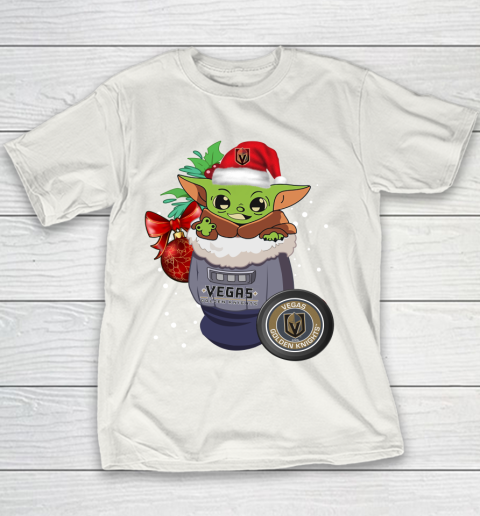 Vegas Golden Knights Christmas Baby Yoda Star Wars Funny Happy NHL Youth T-Shirt 3