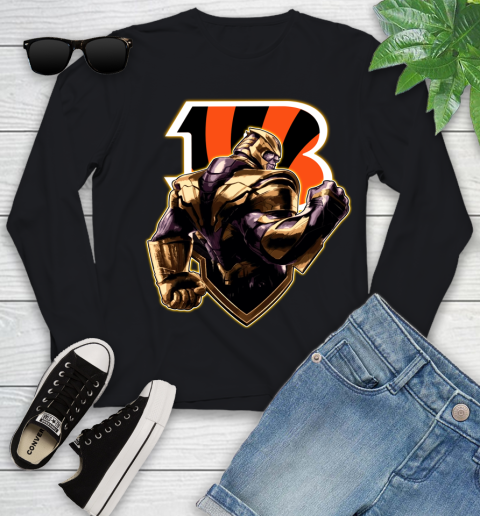 NFL Thanos Avengers Endgame Football Sports Cincinnati Bengals Youth Long Sleeve 2
