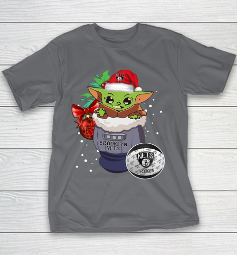 Brooklyn Nets Christmas Baby Yoda Star Wars Funny Happy NBA Youth T-Shirt 7