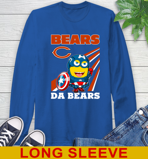 NFL Football Chicago Bears Captain America Marvel Avengers Minion Shirt Long Sleeve T-Shirt 11