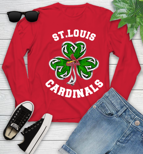 MLB St.Louis Cardinals Three Leaf Clover St Patrick's Day Baseball Sports Youth Long Sleeve 11