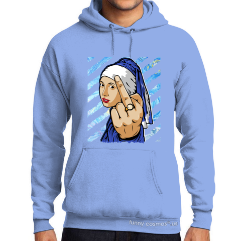 Air Jordan 1 Game Royal Matching Sneaker Tshirt The girl With The Pearl Earing Middle Finger Blue and White Jordan Tshirt