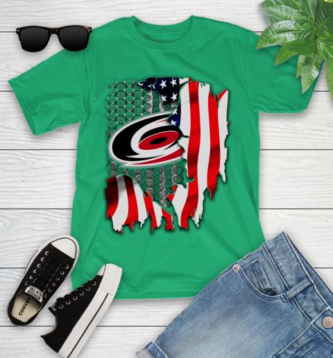 Carolina Hurricanes NHL Hockey American Flag Youth T-Shirt 8