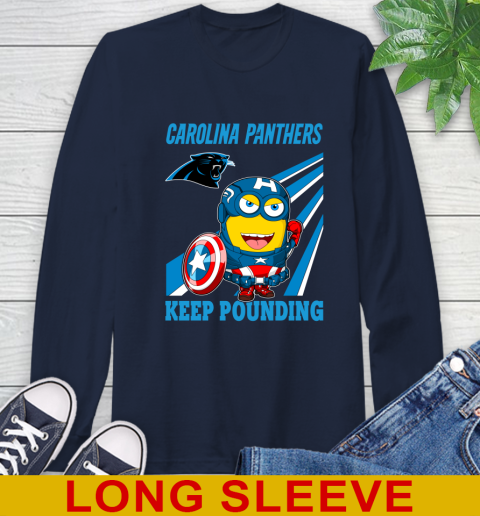 NFL Football Carolina Panthers Captain America Marvel Avengers Minion Shirt Long Sleeve T-Shirt 3