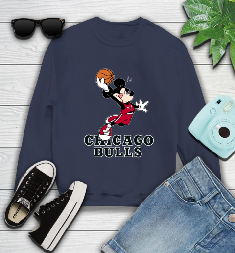 NBA Basketball Chicago Bulls Cheerful Mickey Mouse Shirt Sweatshirt 3