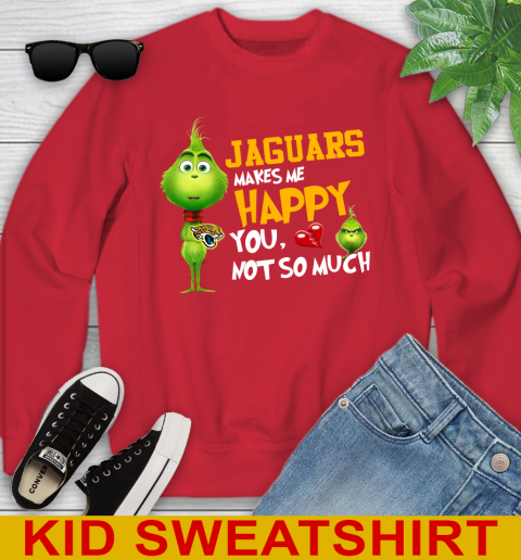 NFL Jacksonville Jaguars Makes Me Happy You Not So Much Grinch Football Sports Youth Sweatshirt 7