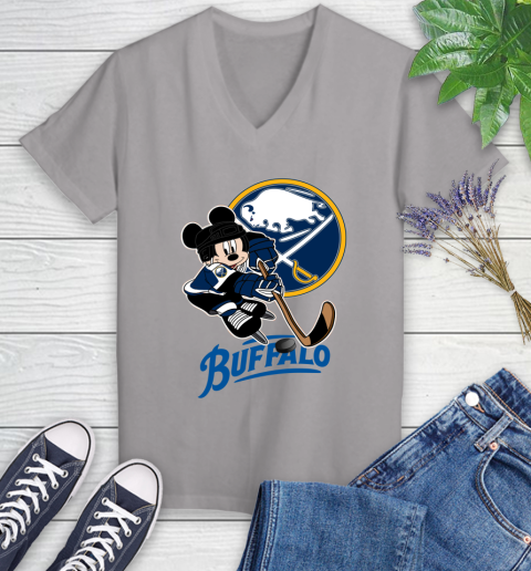 NHL Buffalo Sabres Mickey Mouse Disney Hockey T Shirt Women's V-Neck T-Shirt 4