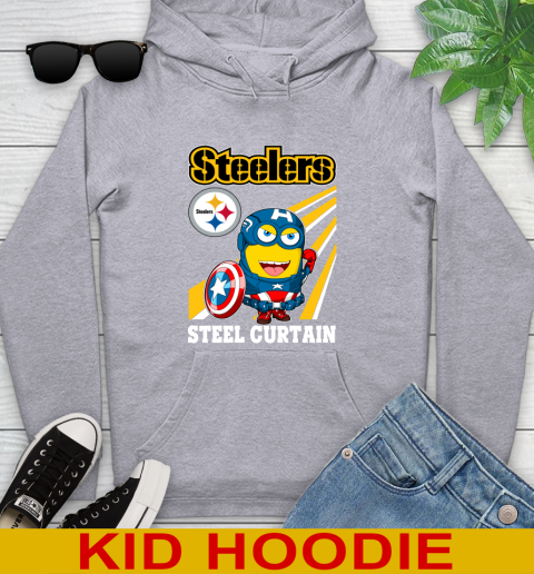 NFL Football Pittsburgh Steelers Captain America Marvel Avengers Minion Shirt Youth Hoodie 6