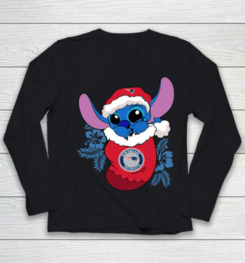 New England Patriots Christmas Stitch In The Sock Funny Disney NFL Youth Long Sleeve
