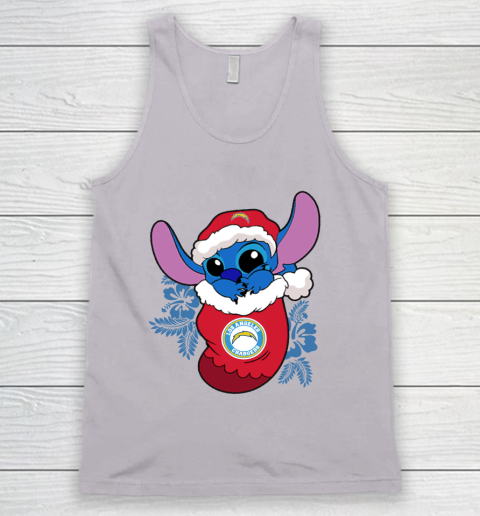 Los Angeles Chargers Christmas Stitch In The Sock Funny Disney NFL Tank Top 4