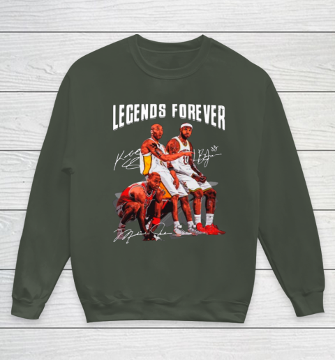 Kobe Bryant Lebron James And Michael Jordan Legends Forever Signatures Youth Sweatshirt 8
