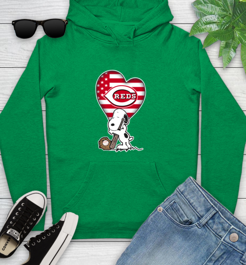 Cincinnati Reds MLB Baseball The Peanuts Movie Adorable Snoopy Youth Hoodie 7