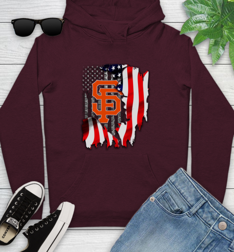 San Francisco Giants MLB Baseball American Flag Youth Hoodie 7