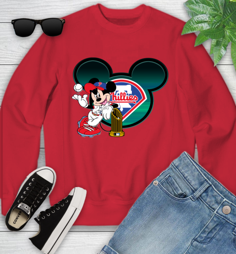 MLB Philadelphia Phillies The Commissioner's Trophy Mickey Mouse Disney Youth Sweatshirt 9
