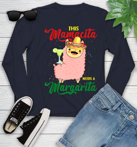 Nurse Shirt This Mamacita needs a Margarita Llama T Shirt Youth Long Sleeve 2