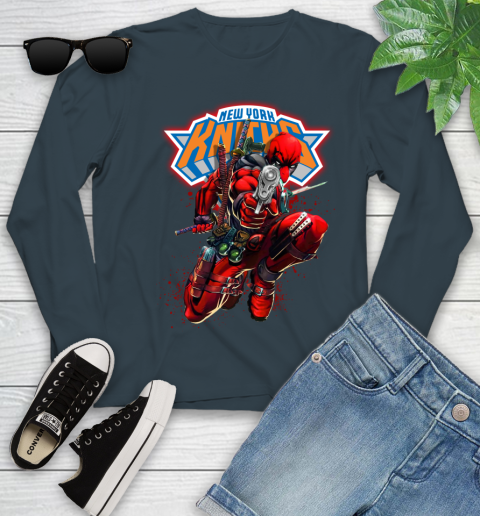 NBA Deadpool Marvel Comics Sports Basketball New York Knicks Youth Long Sleeve 8