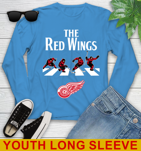 NHL Hockey Detroit Red Wings The Beatles Rock Band Shirt Youth Long Sleeve 8
