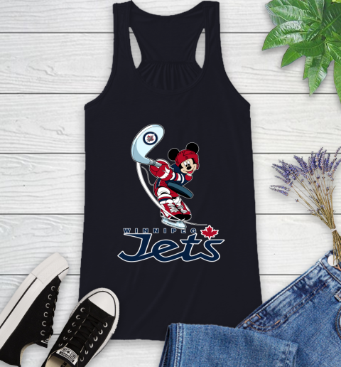 NHL Hockey Winnipeg Jets Cheerful Mickey Mouse Shirt Racerback Tank 9