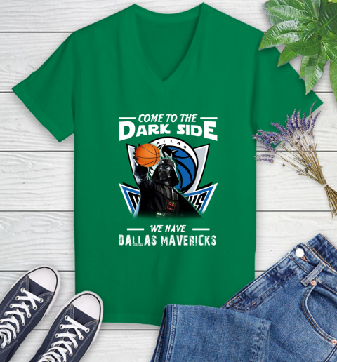 NBA Come To The Dark Side We Have Dallas Mavericks Star Wars Darth Vader Basketball Women's V-Neck T-Shirt 5